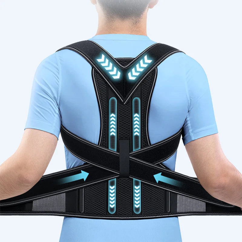 Spine Corrector Adjustable Upper Posture Belt with Clavicle Support Breathable Back Straightener Brace